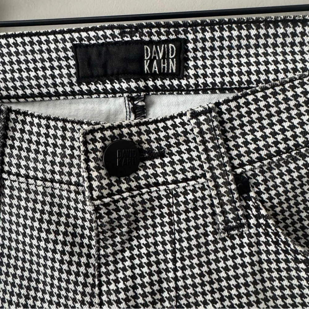 DAVID KAHN NIKKI ANKLE BLACK & WHITE HOUNDSTOOTH PANTS SIZE 28 - Picture 4 of 7